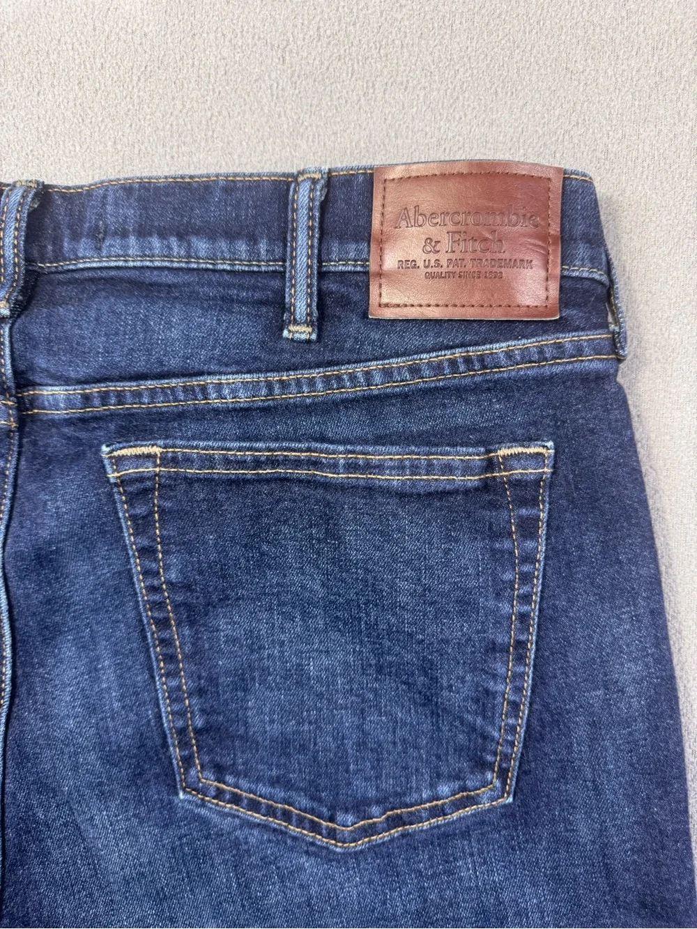 Abercrombie & Fitch Men’s Athletic Skinny Stretch Jeans, Dark Indigo Blue, 36x34